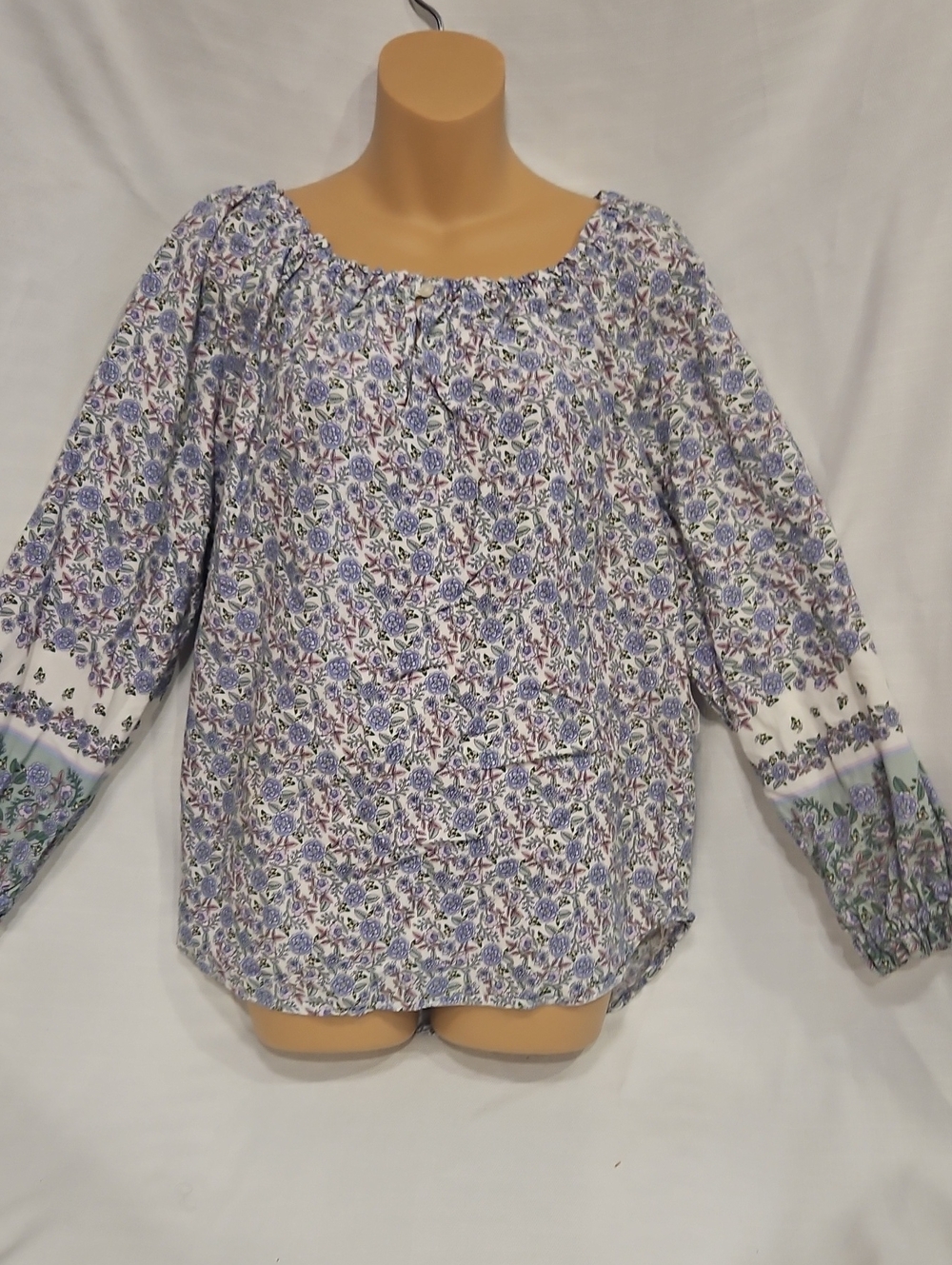 LOFT Lavender Floral Peasant Blouse